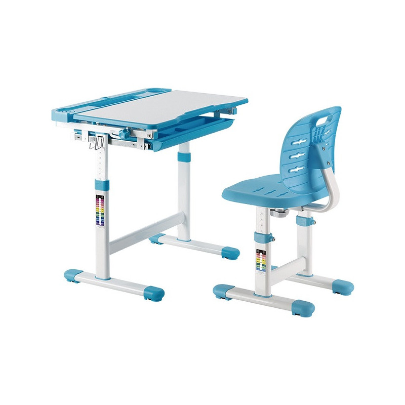 Manual-Lifting Height Adjustable Kids Desk and Full-Backrest Chair Set