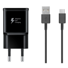 Samsung EP-TA200EBE USB-A 15W wall charger with EP-DR140ABE USB-A - USB-C cable (OOB Bulk - replacement packaging) - bla