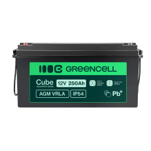 Green Cell Cube AGM VRLA IP54 12V 250Ah maintenance-free battery for campers, photovoltaics, solar panels, boats