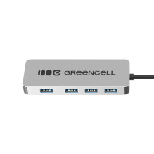 Adapter Basic HUB Greencell USB-A 4in1 (4×USB 3.0) – fast transfer up to 5 Gb/s, aluminum case