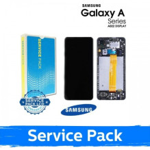Screen for Samsung A022 A02 (2021) black with frame (Service Pack)