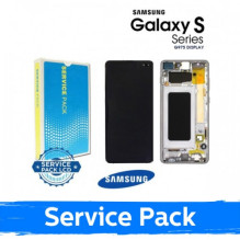 Screen for Samsung G975 S10 Plus with frame / Prism White / (Service Pack)