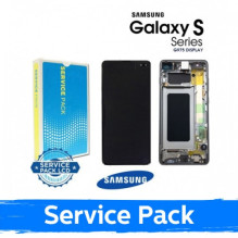 Screen for Samsung G975 S10 Plus with frame / Prism Black / (Service Pack)