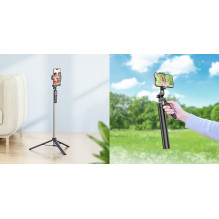 Asmenukių lazda HOCO K19 (Selfie Stick) / trikojis, 157cm (Juoda)