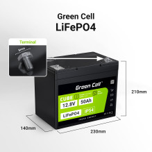 Green Cell CUBE LiFePO4 50Ah 12.8V 640Wh Lithium Iron Phosphate Battery for Camper, Golf Cart,Wind Power Plant