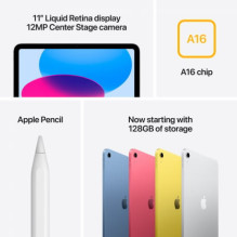 Apple iPad 11 kartos A16 256 GB Wi-Fi sidabrinis MD4G4HC / A