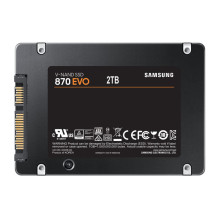 SSD, SAMSUNG, 870 EVO, 2TB, SATA, SATA 3.0, MLC, Rašymo greitis 530 MB/s, Skaitymo greitis 560 MB/s, 2,5', TBW 1200 TB, 