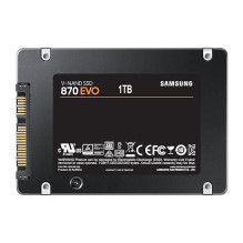 SSD, SAMSUNG, 870 EVO, 1TB, SATA, SATA 3.0, MLC, Rašymo greitis 530 MB/s, Skaitymo greitis 560 MB/s, 2,5', TBW 600 TB, M