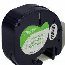 Label ribbon cassette like Dymo 91220, 12mm, black on white, paper