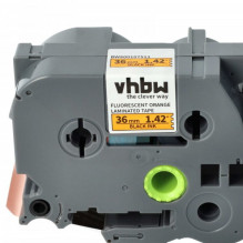 Etikečių juostos kasetė pakeičia Brother TZE-B61 36 mm, juoda ant neoninės oranžinės spalvos