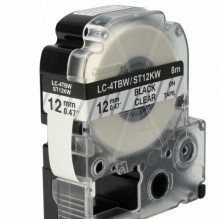 Ribbon cassette replaces Epson LC-4TBW, 12mm, black on transparent