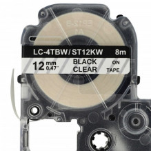 Juostos kasetė pakeičia Epson LC-4TBW, 12 mm, juoda ant skaidraus