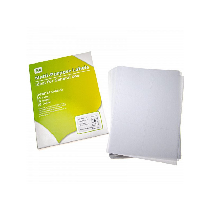 100x A4 sheets with 600 universal labels 99.1x93.1mm