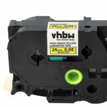 Etikečių juostos kasetė pakeičia Brother HGE-651 24 mm juodą ant geltonos spalvos