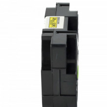 Etikečių juostos kasetė pakeičia Brother HGE-651 24 mm juodą ant geltonos spalvos