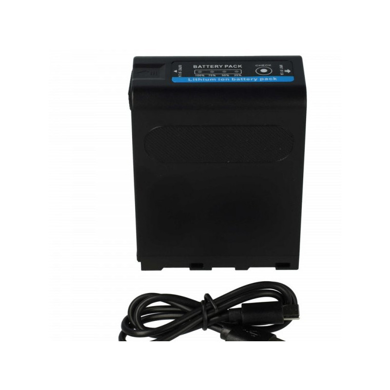 „Sony“ baterija, pvz., NP-F990 ir kt. 10400 mAh, su USB-C prievadu