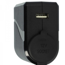 Adapteris iš 220 V maitinimo šaltinio į 12 V automobilio lizdą su 3 A įkrovimo srove, įskaitant USB lizdą