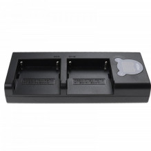 Dvigubas įkroviklis Sony NP-FM50 akumuliatoriams ir pan., su USB laidu