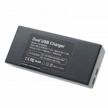 Dvigubas įkroviklis (Micro USB / Type C), skirtas Sony baterijai NP-F970 ir kt., su ekranu