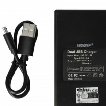 Dvigubas įkroviklis (Micro USB / Type C), skirtas Olympus akumuliatoriui Li-40B ir kt., su ekranu