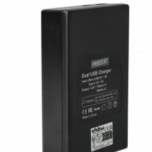 Dual charger (Micro USB / Type C) for Olympus battery Li-40B etc., with display