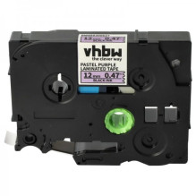 Label ribbon cassette replaces Brother Tze-MQF31, 12mm 8m, black on pastel purple