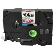 Label ribbon cassette replaces Brother Tze-MQE31, 12mm 8m, black on pastel pink