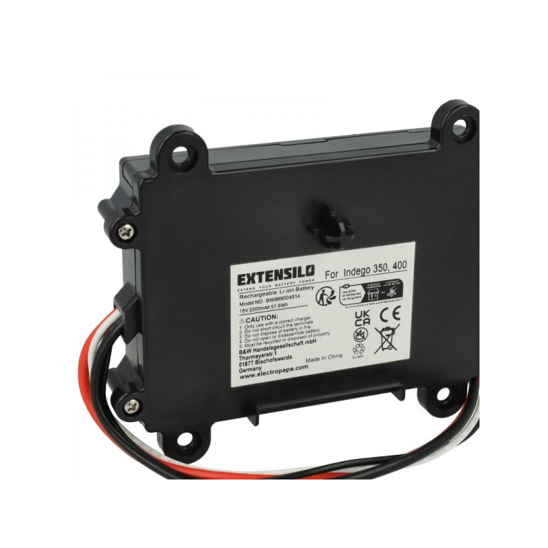 EXTENSILO akumuliatorius, skirtas „Bosch Indego 350“ ir kt., pvz., F 016 104 898 ir kt., 3200 mAh