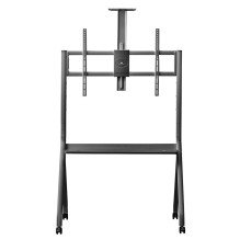 Maclean TV stand / cart, camera shelf, on casters, 55-100", max load 120kg / 10kg shelf, max. VESA 900x600, black, 