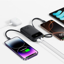 „Baseus EnerFill FC31“ 20000mAh 22,5W išorinė baterija su skaitmeniniu ekranu ir 2 integruotais laidais (USB-C + „Lightn