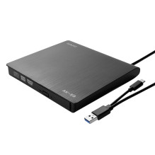 External CD / DVD Writer - Savio AK-59 Slim R / RW - USB-C / USB-A, Black