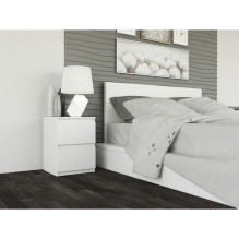 Bedside Table - Topeshop M2 Biel, 2 Drawers, White