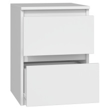 Bedside Table - Topeshop M2 Biel, 2 Drawers, White