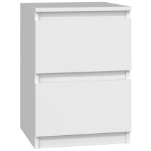 Bedside Table - Topeshop M2 Biel, 2 Drawers, White