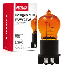 Halogeninė lemputė PWY24W WP3.3x14.5-4 Gintaro spalvos 12V 24W AMIO-04410