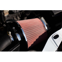 Filtr powietrza stożkowy uniwersalny czerwony / carbon + 3 adaptery AMIO-01713