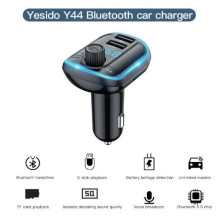 yesido Y44 MP3 Player Bluetooths Cigarette Lighter Auto Charge Universal U Disk 2 Usb Car Charger Black