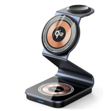 Duzzona W21 3-in-1 15W belaidžio įkrovimo stovas Telefono Auricador de Auriculares Cargador (sertifikatas Qi2) Juoda