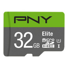 Atminties Kortelė - PNY Elite 32 GB MicroSDHC Class 10 UHS-I U1 Pilka / Zalia