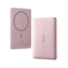 Baseus PicoGo AM41 5000mAh 20W Ultra-Slim Power Bank MagSafe Compatible with Baseus Simple USB-C 60W 30cm Cable - Pink