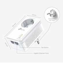TP-LINK AV1000 2-Port Gigabit Passthrough Powerline Starter Kit TL-PA7027P KIT TP-LINK AV1000 2-Port Gigabit Passthrough Powerline Starter Kit TL-PA7027P KIT