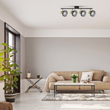 „Activejet LISA“ dviguba juodos ir auksinės spalvos lubinė sieninė šviestuvo juosta, E14, svetainei