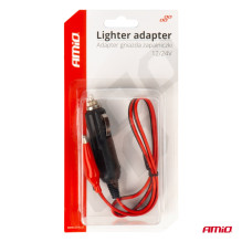 Cigarette lighter socket adapter with alligator clip output 12V 24V 60cm AMIO-03802