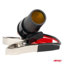 Cigarette lighter socket alligator clip adapter 12V 24V 15cm AMIO-03803