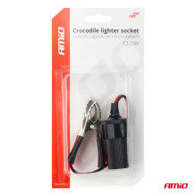 Cigarečių žiebtuvėlio lizdo aligatoriaus spaustuko adapteris 12V 24V 15cm AMIO-03803