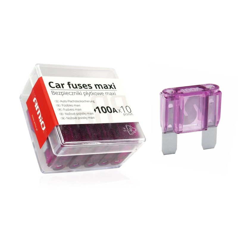 Bezpieczniki samochodowe MAXI pudełko 10 szt 100A AMIO-02330