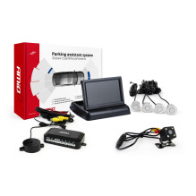 TFT02 4,3' parkavimo jutiklių komplektas su HD-315-LED kamera, 4 sidabriniai jutikliai
