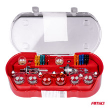 Set of spare bulbs, fuses, 30 pcs. H7 + H1 AMIO-03960
