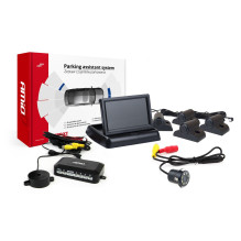 TFT02 4,3' parkavimo jutiklių komplektas su HD-308-LED kamera, 4 jutikliais, juodas, sunkvežimiui