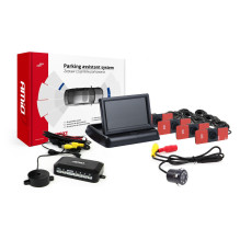 TFT02 4,3' parkavimo jutiklių komplektas su HD-307-IR kamera, 4 juodais vidiniais jutikliais